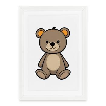 Illustration de l’ours en douceur Velours Brown - Affiche encadrée (27 × 37 cm) - blanc - Devant