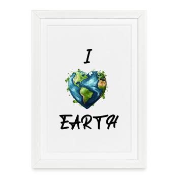 J’aime la Terre - Affiche encadrée (27 × 37 cm) - blanc - Devant