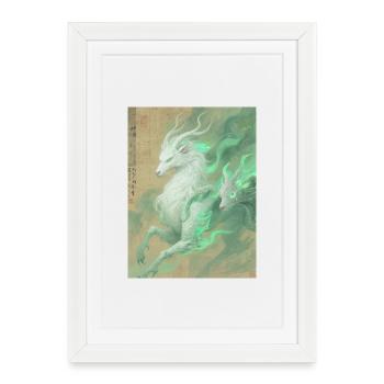 Bai Ze: The Celestial Guide - Harmony of Worlds - Framed poster (27 × 37 cm) - white - Front