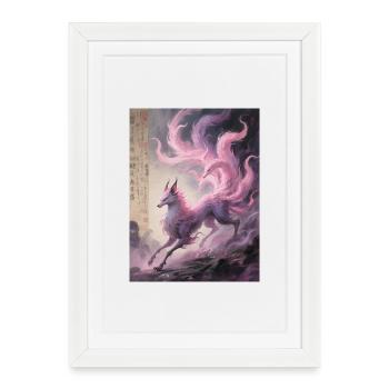 Les Feux Follets : Renard à Neuf Queues – Songe - Affiche encadrée (27 × 37 cm) - blanc - Devant