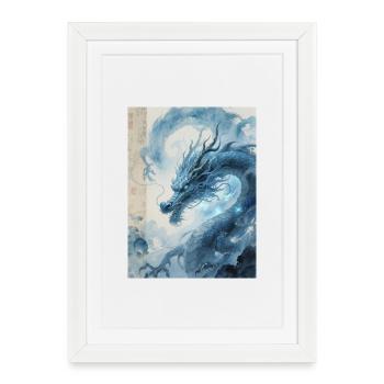 The Master of Floods: Blue Dragon – Whirlwind - Framed poster (27 × 37 cm) - white - Front