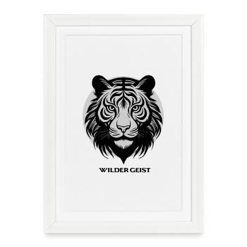 Tiger face in circle design - Framed poster (27 × 37 cm) - white - Front