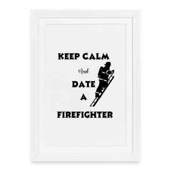 Date pompier humour - Affiche encadrée (27 × 37 cm) - blanc - Devant