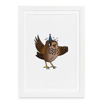 Schnapsdrossel - Gerahmtes Poster (27 × 37 cm) - Weiß - Vorne