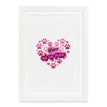 Herz auf vier Pfoten - Gerahmtes Poster (27 × 37 cm) - Weiß - Vorne