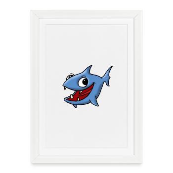 Blue Fish - Affiche encadrée (27 × 37 cm) - blanc - Devant