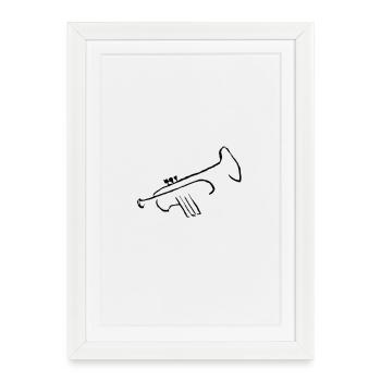 Trompette - Affiche encadrée (27 × 37 cm) - blanc - Devant