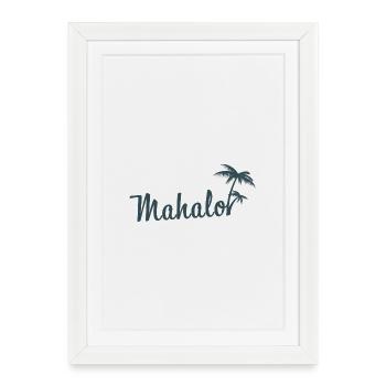 Mahalo Hawaii Palm Tree Beach Aloha Island Vibes - Affiche encadrée (27 × 37 cm) - blanc - Devant