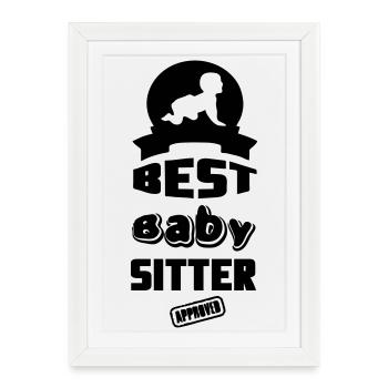 Best Babysitter Baby Familie Job Geschenk - Gerahmtes Poster (27 × 37 cm) - Weiß - Vorne