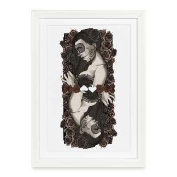 Deux catrines jumelles en roses - Affiche encadrée (27 × 37 cm) - blanc - Devant