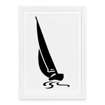 Regatta sailing boat - Framed poster (27 × 37 cm) - white - Front
