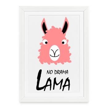 Pas de drame Lama - Affiche encadrée (27 × 37 cm) - blanc - Devant