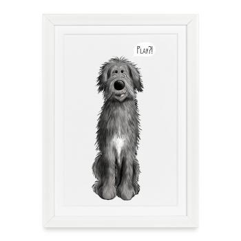 Wolfhound irlandais - Affiche encadrée (27 × 37 cm) - blanc - Devant