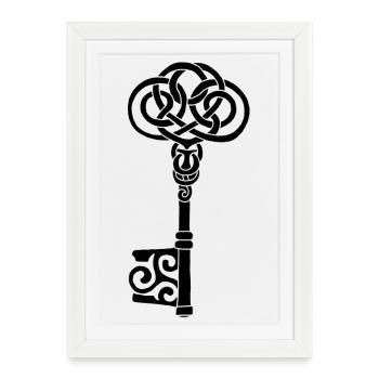 Clé celtique noire - Affiche encadrée (27 × 37 cm) - blanc - Devant