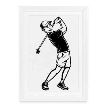 Golfer Sketch - Framed poster (27 × 37 cm) - white - Front