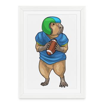 Casque de football américain Capybara - Affiche encadrée (27 × 37 cm) - blanc - Devant