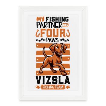 Fishing and Magyar Vizsla - Framed poster (27 × 37 cm) - white - Front