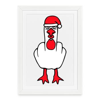 Seagull Middle Finger Fuck You Angry Christmas - Framed poster (27 × 37 cm) - white - Front