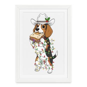 Beagle Sandwich de Noël Gelée de beurre de cacahuète Te - Affiche encadrée (27 × 37 cm) - blanc - Devant