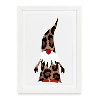 Gnome Leopard Decoration Christmas Gift Idea Xmas - Framed poster (27 × 37 cm) - white - Front