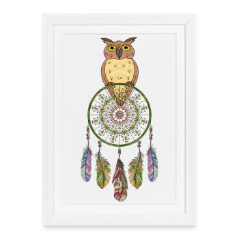 Oiseau-hibou - Affiche encadrée (27 × 37 cm) - blanc - Devant