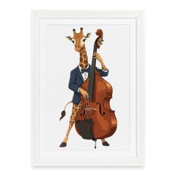 Girafe Jazz - Affiche encadrée (27 × 37 cm) - blanc - Devant