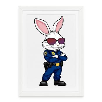 Rabbit Policeman - Framed poster (27 × 37 cm) - white - Front
