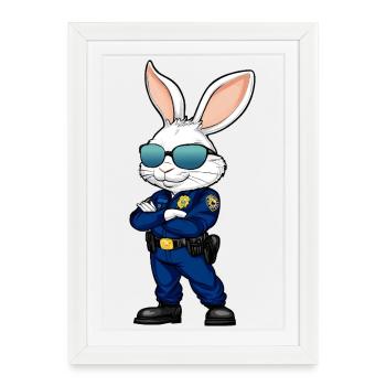Police Rabbits - Framed poster (27 × 37 cm) - white - Front
