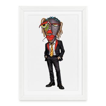 Surreal Suit Portrait Color Sliver - Framed poster (27 × 37 cm) - white - Front