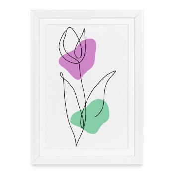 Lineart Tulip with Pastel Shapes - Framed poster (27 × 37 cm) - white - Front
