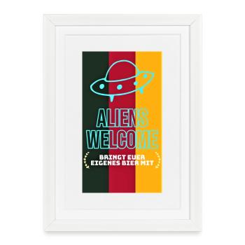 Alien Beer Reception Humor - Framed poster (27 × 37 cm) - white - Front