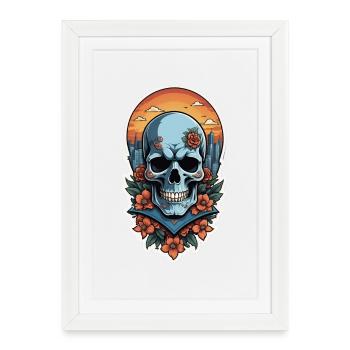 Bones and Botany skull - Framed poster (27 × 37 cm) - white - Front