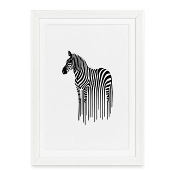 Zebra line art on black and white - Framed poster (27 × 37 cm) - white - Front