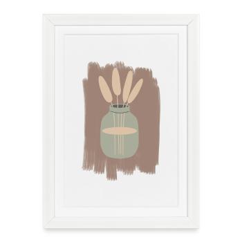 Vase avec roseau Minimal - Affiche encadrée (27 × 37 cm) - blanc - Devant