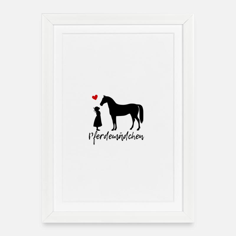 Pferdemädchen - Gerahmtes Poster (27 × 37 cm) - Weiß