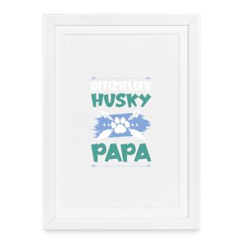 husky dog dad - Framed poster (27 × 37 cm) - white - Front