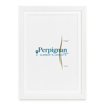 Perpignan Küstenkoordinatenemblem - Gerahmtes Poster (27 × 37 cm) - Weiß - Vorne