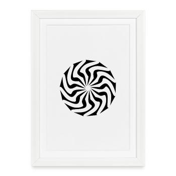 Vortex Noir Géométrique - Affiche encadrée (27 × 37 cm) - blanc - Devant