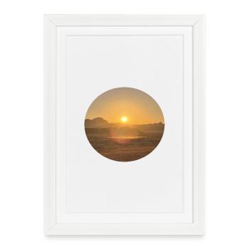 désert, soleil, soir, paysage - Affiche encadrée (27 × 37 cm) - blanc - Devant