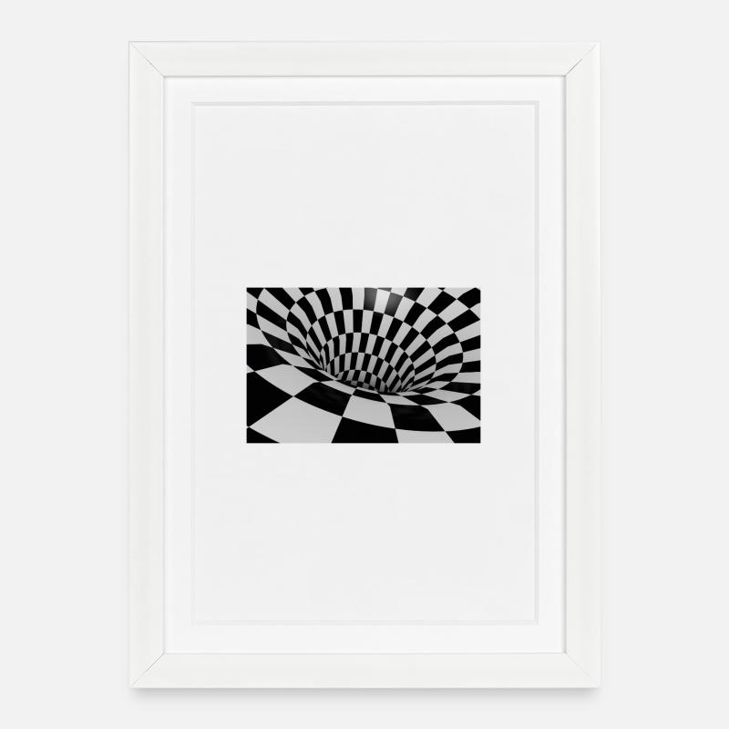 Tunnel Carreaux Noir et Blanc - Affiche encadrée (27 × 37 cm) - blanc