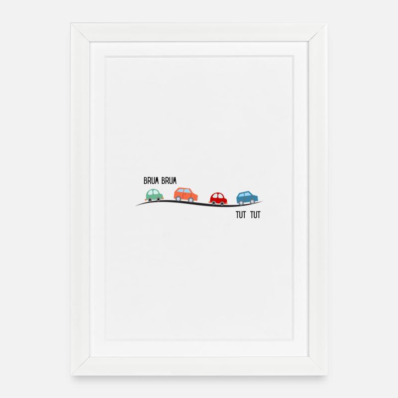 Autos im Geschwindigskeitsrausch - Gerahmtes Poster (27 × 37 cm) - Weiß