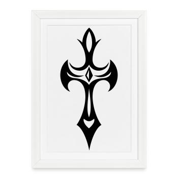 Croix, gothique, crucifix - Affiche encadrée (27 × 37 cm) - blanc - Devant