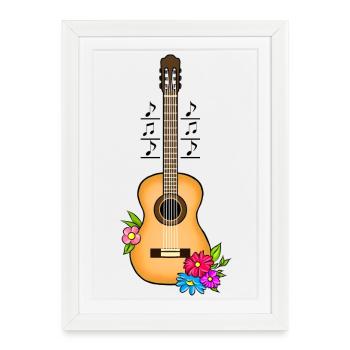 Guitar - Framed poster (27 × 37 cm) - white - Front