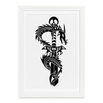 The Black Dragon and the Sword - Framed poster (27 × 37 cm) - white - Front