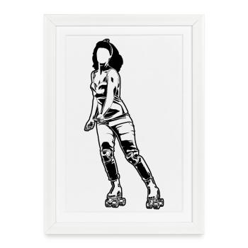Roller Skating Woman - Framed poster (27 × 37 cm) - white - Front