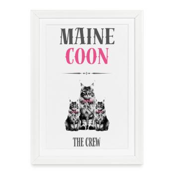 Maine Coon - The crew - Framed poster (27 × 37 cm) - white - Front