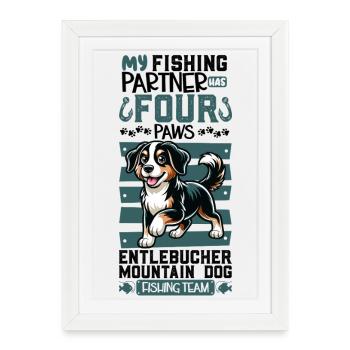 Fishing and Estonian Hound - Framed poster (27 × 37 cm) - white - Front