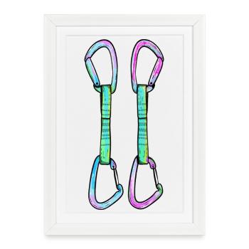 Rock climbing quickdraws - Framed poster (27 × 37 cm) - white - Front