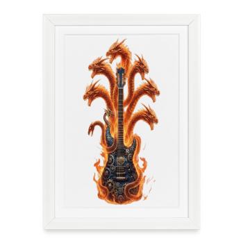 Fire Dragon Guitar Magic - Framed poster (27 × 37 cm) - white - Front