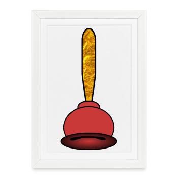 Plombier Golden Suction Bell - Affiche encadrée (27 × 37 cm) - blanc - Devant